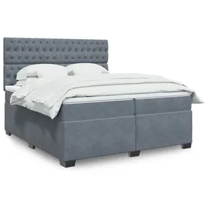 vidaXL Sommier à lattes de lit et matelas Gris foncé 200x200cm Velours pas cher