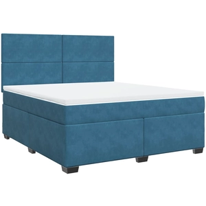 vidaXL Sommier à lattes de lit et matelas Bleu 200x200 cm velours pas cher
