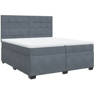 vidaXL Sommier à lattes de lit et matelas Gris foncé 200x200cm Velours