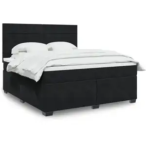 vidaXL Sommier à lattes de lit avec matelas Noir 180x200 cm Velours