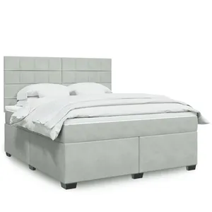 vidaXL Sommier à lattes de lit et matelas Gris clair 180x200cm Velours pas cher