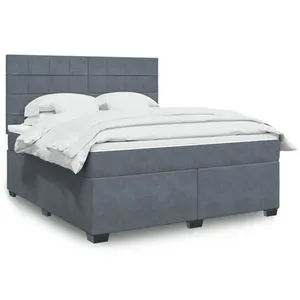vidaXL Sommier à lattes de lit et matelas Gris foncé 180x200cm Velours pas cher