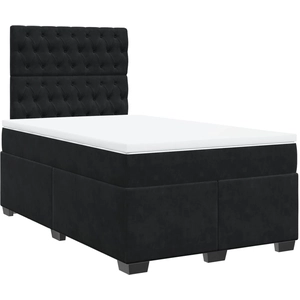 vidaXL Sommier à lattes de lit avec matelas Noir 180x200 cm Velours pas cher