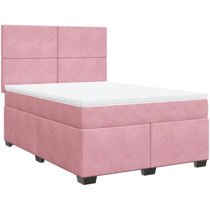 vidaXL Sommier à lattes de lit avec matelas Rose 160x200 cm Velours pas cher