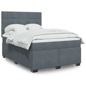 vidaXL Sommier à lattes de lit et matelas Gris foncé 160x200cm Velours pas cher