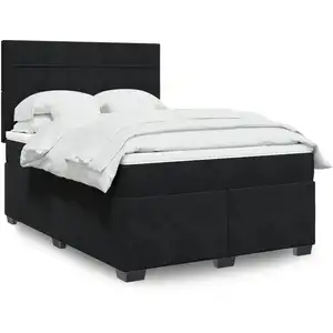 vidaXL Sommier à lattes de lit et matelas Noir 160x200 cm Velours pas cher