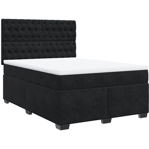 vidaXL Sommier à lattes de lit avec matelas Noir 140x200 cm Velours pas cher