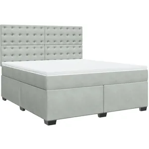 vidaXL Sommier à lattes de lit et matelas Gris clair 180x200cm Velours pas cher