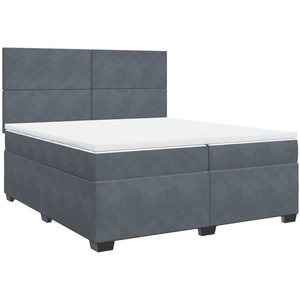 vidaXL Sommier à lattes de lit et matelas Gris foncé 200x200cm Velours pas cher