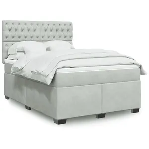 vidaXL Sommier à lattes de lit et matelas Gris clair 160x200cm Velours pas cher
