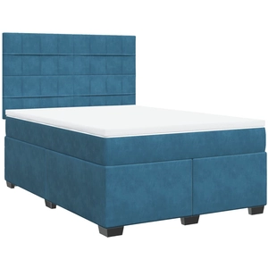 vidaXL Sommier à lattes de lit et matelas bleu 160x200 cm velours
