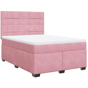vidaXL Sommier à lattes de lit avec matelas Rose 160x200 cm Velours pas cher