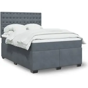 vidaXL Sommier à lattes de lit et matelas Gris foncé 160x200cm Velours pas cher