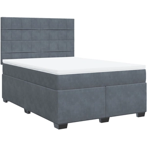 vidaXL Sommier à lattes de lit et matelas Gris foncé 140x200cm Velours pas cher