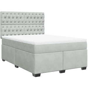 vidaXL Sommier à lattes de lit et matelas Gris clair 140x200cm Velours pas cher