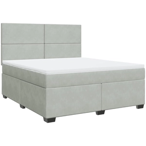 vidaXL Sommier à lattes de lit et matelas Gris clair 180x200cm Velours pas cher