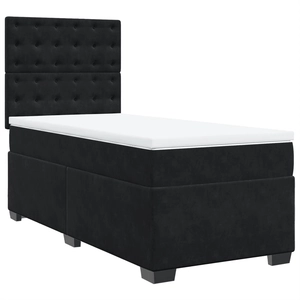 vidaXL Sommier à lattes de lit avec matelas Noir 140x190 cm Velours pas cher