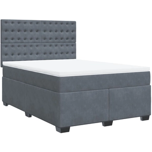vidaXL Sommier à lattes de lit et matelas Gris foncé 140x190cm Velours pas cher