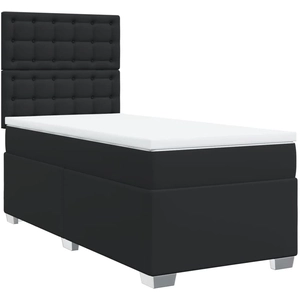 vidaXL Sommier à lattes de lit avec matelas Noir 100x200 cm Similicuir pas cher