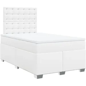 Comparateur de prix : vidaXL Sommier à lattes de lit avec matelas Blanc 120x200cm Similicuir