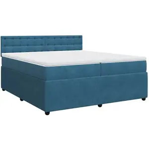 vidaXL Sommier à lattes de lit et matelas Bleu 200x200 cm velours pas cher
