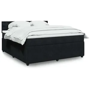 vidaXL Sommier à lattes de lit avec matelas Noir 180x200 cm Velours pas cher