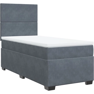 vidaXL Sommier à lattes de lit et matelas Gris foncé 90x200 cm Velours pas cher