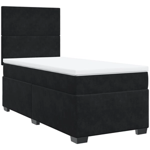 vidaXL Sommier à lattes de lit avec matelas Noir 90x200 cm Velours pas cher