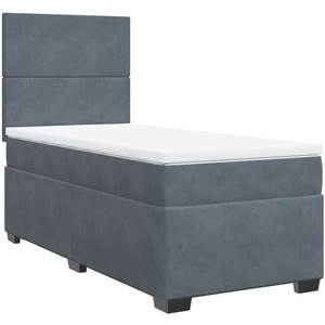 vidaXL Sommier à lattes de lit et matelas Gris foncé 90x190 cm Velours pas cher