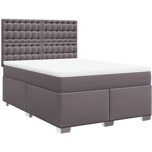vidaXL Sommier à lattes de lit avec matelas Gris 160x200 cm Similicuir pas cher