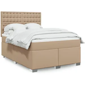 vidaXL Sommier à lattes de lit avec matelas Cappuccino 160x200 cm pas cher