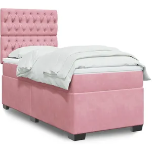 vidaXL Sommier à lattes de lit et matelas Rose 80x200 cm Velours pas cher