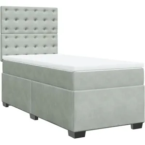 vidaXL Sommier à lattes de lit et matelas Gris clair 80x200 cm Velours pas cher
