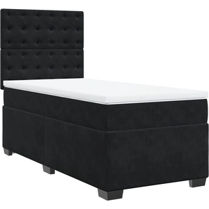 vidaXL Sommier à lattes de lit et matelas Noir 80x200 cm Velours pas cher