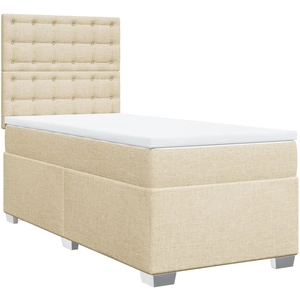 vidaXL Sommier à lattes de lit avec matelas Crème 140x190 cm Tissu pas cher