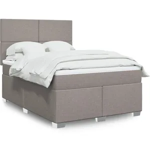 vidaXL Sommier à lattes de lit avec matelas Taupe 140x190 cm Tissu pas cher