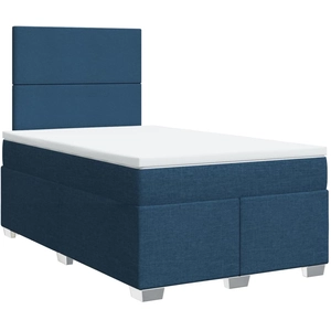 vidaXL Sommier à lattes de lit avec matelas Bleu 140x190 cm Tissu pas cher