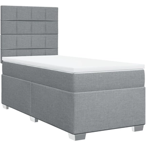 vidaXL Sommier à lattes de lit avec matelas Gris clair 140x190cm Tissu pas cher