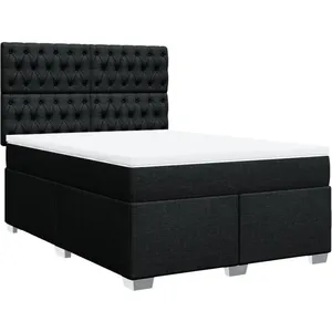 vidaXL Sommier à lattes de lit avec matelas Noir 140x190 cm Tissu pas cher