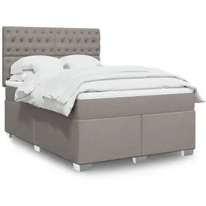 vidaXL Sommier à lattes de lit avec matelas Taupe 140x190 cm Tissu pas cher