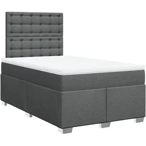 vidaXL Sommier à lattes de lit avec matelas Gris foncé 120x200cm Tissu pas cher