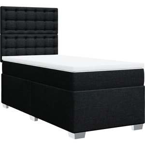 vidaXL Sommier à lattes de lit avec matelas Noir 120x200 cm Tissu pas cher