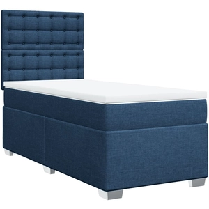 vidaXL Sommier à lattes de lit avec matelas Bleu 100x200 cm Tissu pas cher