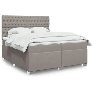 vidaXL Sommier à lattes de lit avec matelas Taupe 200x200 cm Tissu pas cher
