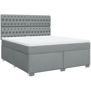 vidaXL Sommier à lattes de lit avec matelas Gris clair 180x200cm Tissu pas cher