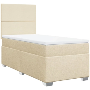 vidaXL Sommier à lattes de lit avec matelas Crème 180x200 cm Tissu pas cher