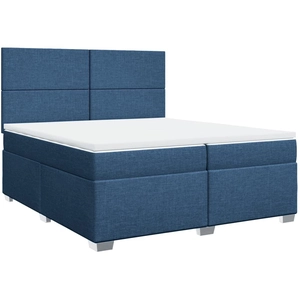 vidaXL Sommier à lattes de lit avec matelas Bleu 200x200 cm Tissu pas cher