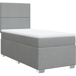 vidaXL Sommier à lattes de lit avec matelas Gris clair 200x200cm Tissu pas cher