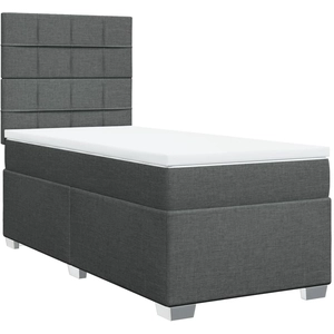 vidaXL Sommier à lattes de lit avec matelas Gris foncé 200x200cm Tissu pas cher
