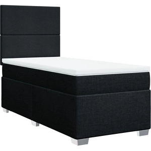 vidaXL Sommier à lattes de lit avec matelas Noir 200x200 cm Tissu pas cher
